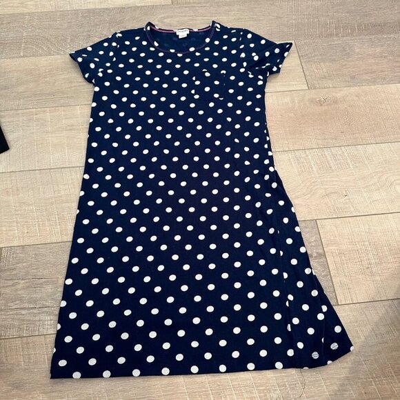 CREWCUTS GIRLS BLUE POLKA DOT T SHIRT DRESS XL 12/14 - Picture 1 of 5